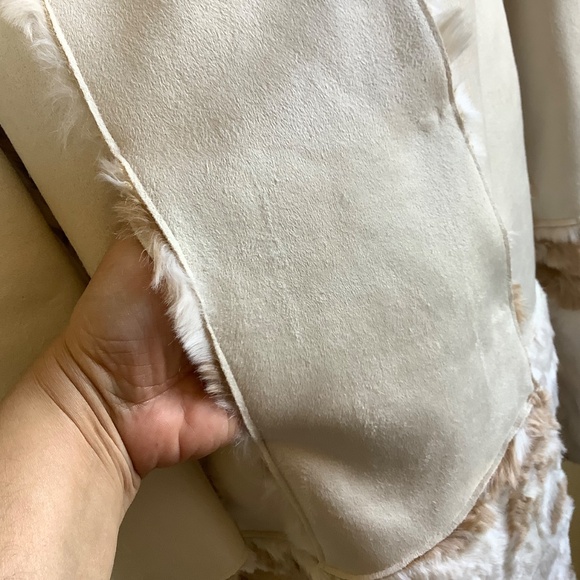 Adrienne Landau Reversible Faux Fur Shearling Coat Ivory Large - Picture 6 of 14